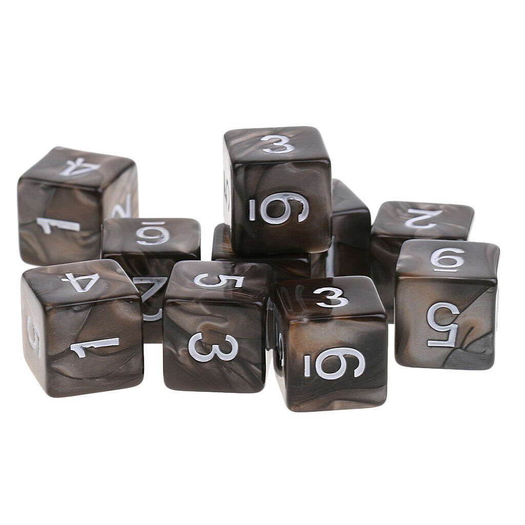 10X D6 Polyhedral Dice for  Games Durable Gray Coffee
