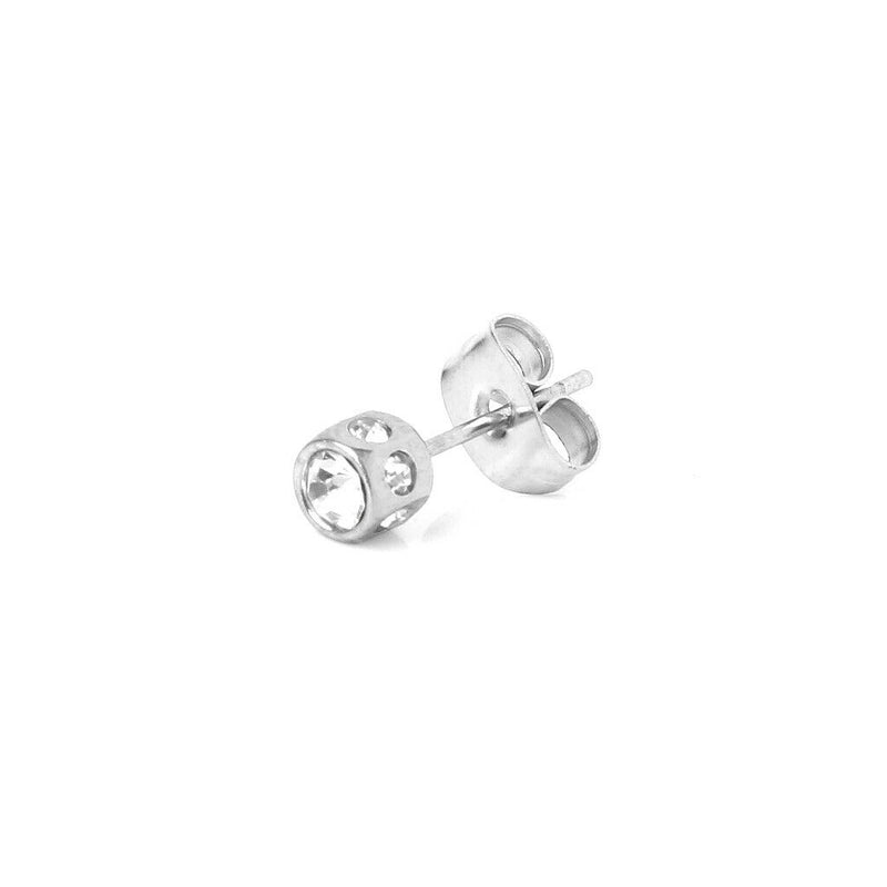 New Mens Earring Ear Stud Stainless Steel Diamante
