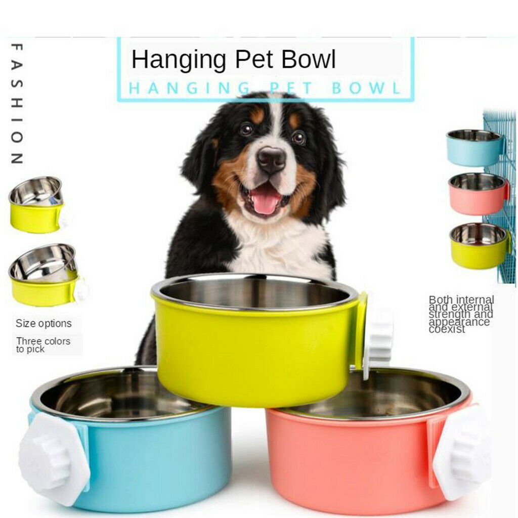 Pet Raised Food Water Bowl Hanging Pet Bowl for Cats Dogs Small Blue