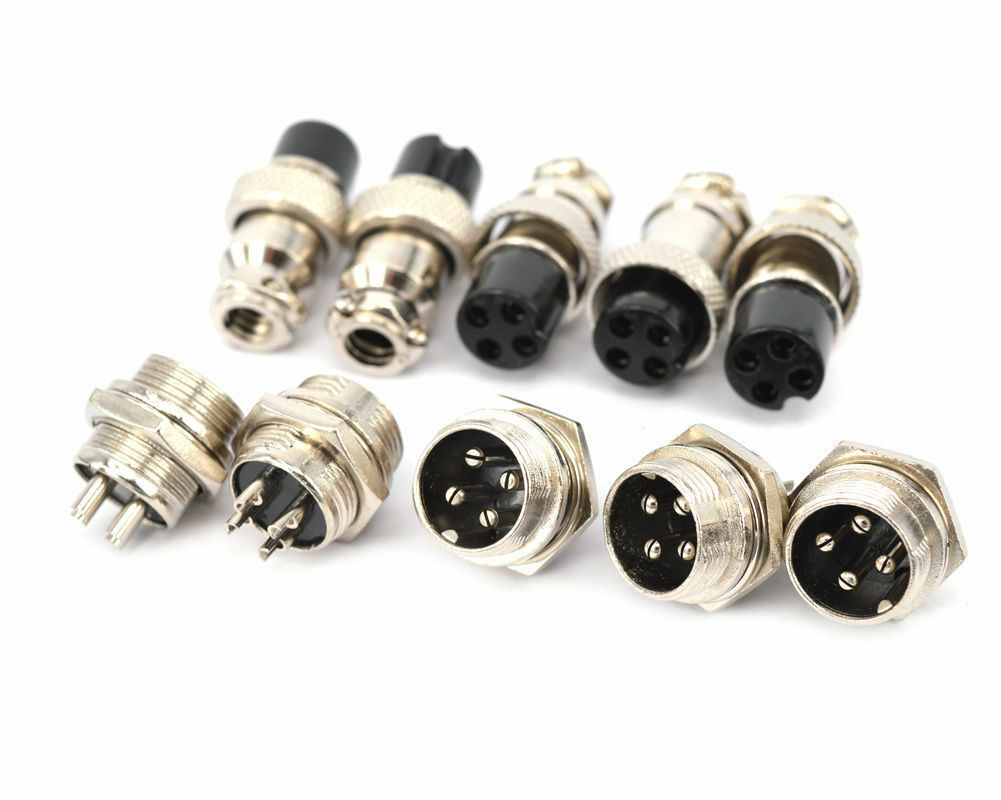5x Aviation Plug Male & Female Wire Panel Metal Connector 16mm 4 Pin GX16-4 BDAU
