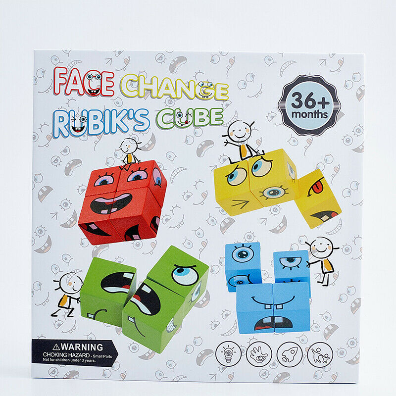 Building Block Face Changing Thinking Training Wooden Education Cartoon Toys SJ