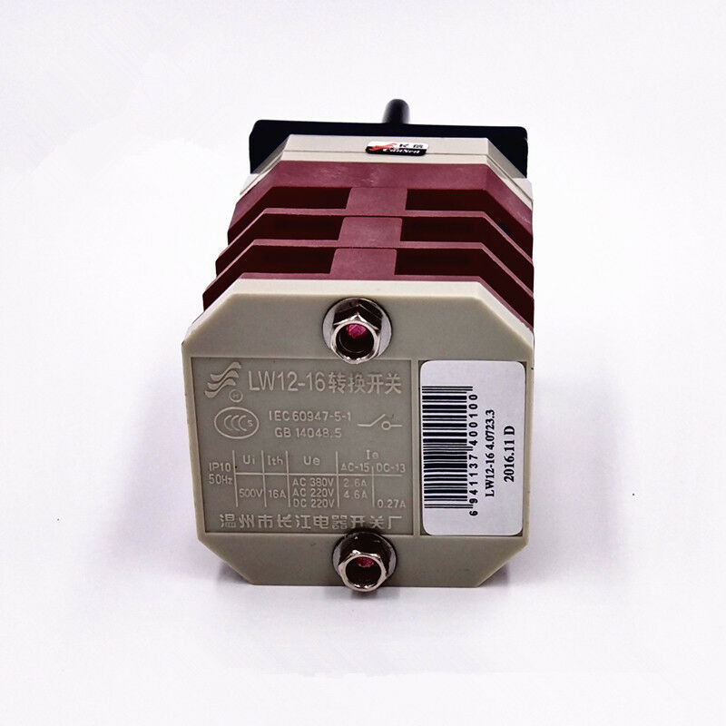 1PCS Changeover Switch 16A 380V 3 Positions(ON-OFF-ON) 12 Terminal Number Latch