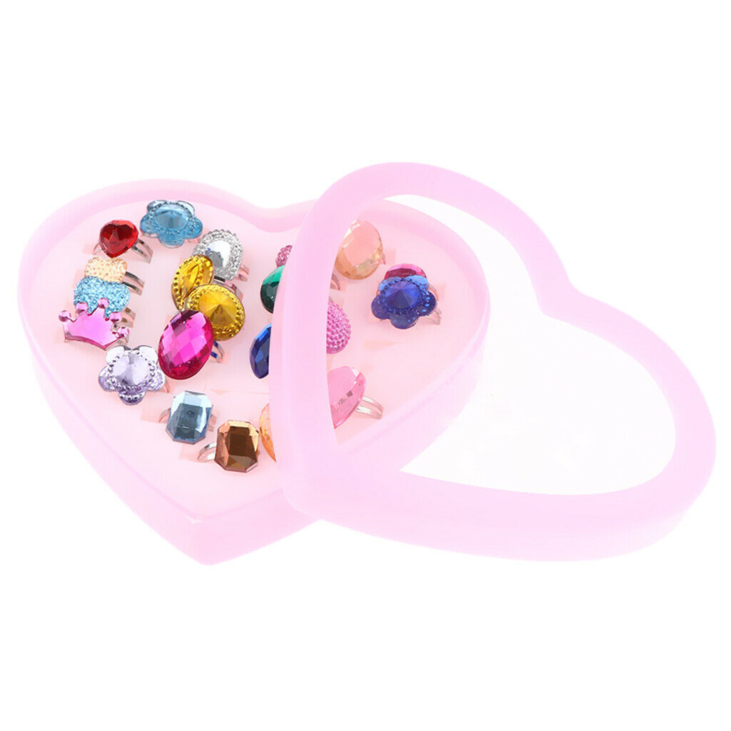 24pcs Little  Princess Jewelry Rings for  Pretend Play Birthday Party