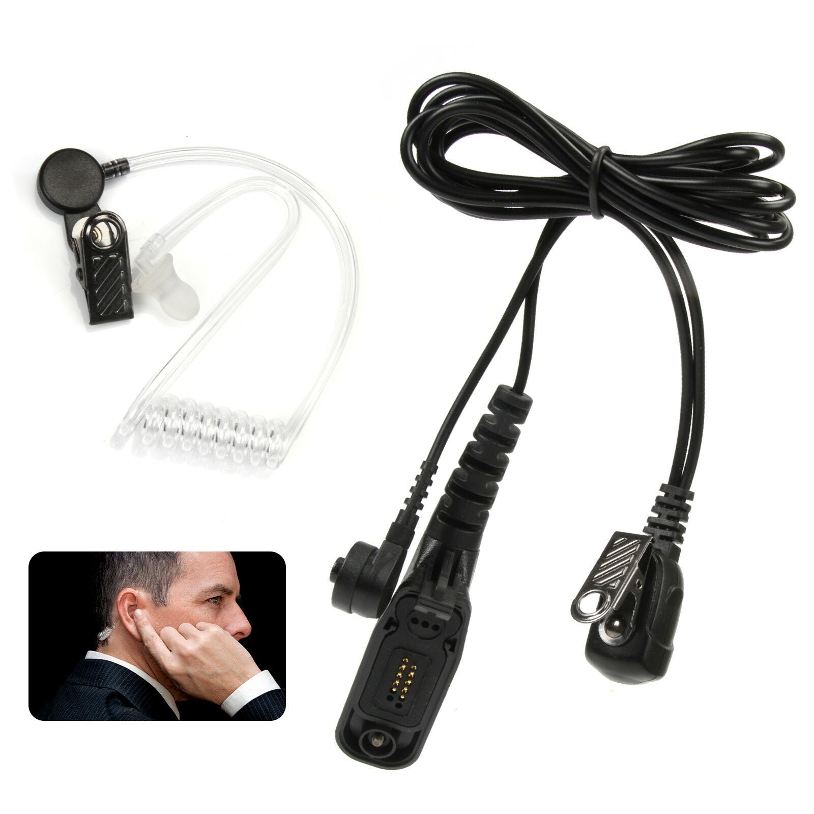 Radio-tone 2-wire Air Acoustic Tube EarPiece w/mic for RT4 4G LTE Smartphone