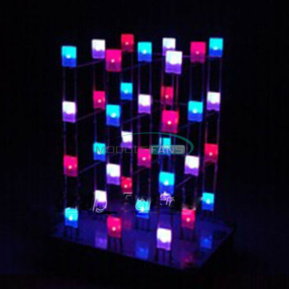 4x4x43D LED Light Squared 2*5*7MM LED Cube LED Red+Blue Ray DIY Kit