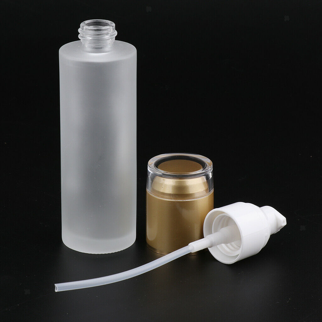 5Pcs Glass Pump Bottle Refillable Cosmetic Container Leak Proof 80ml  Golden