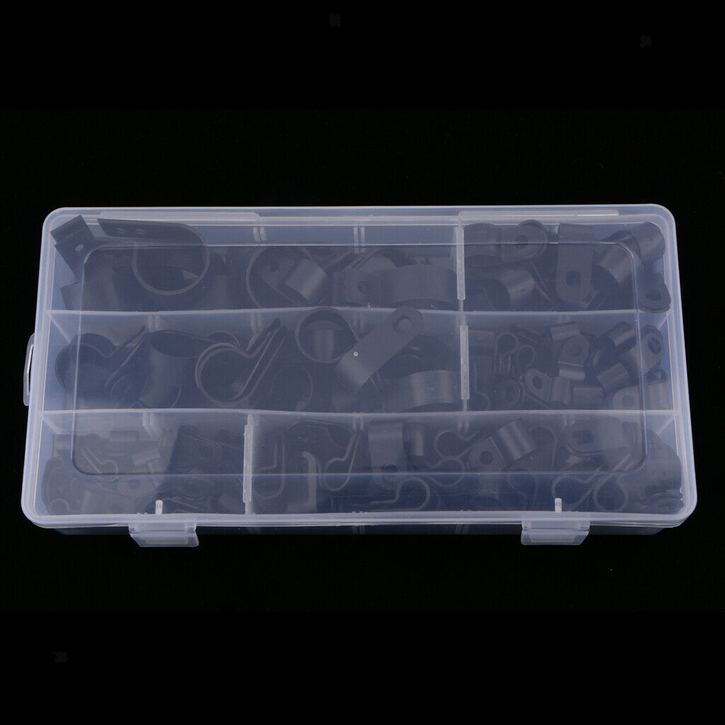 200 Pieces Dia 5mm 6mm 9mm 12mm 19mm 25mm R-Type Wire Clamps Clips Fastener