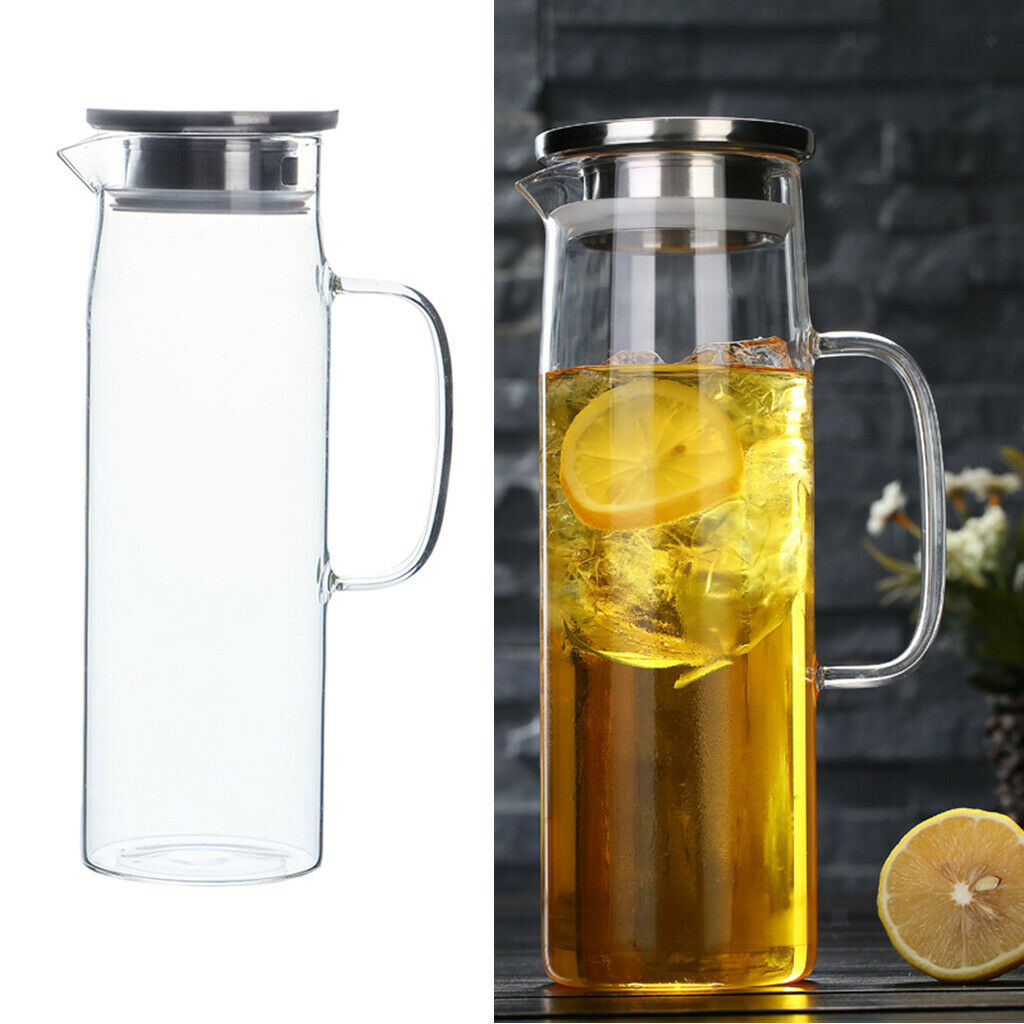 Glass Jug with Handle Heat Resistant for Water Iced Tea Beverage Serving