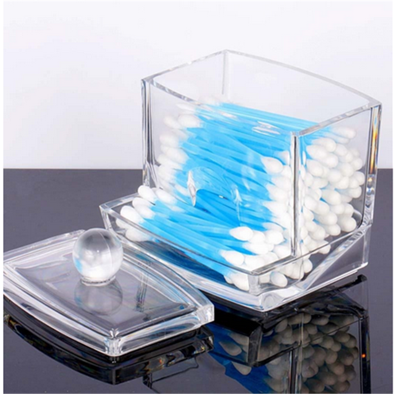 Clear Acrylic Q-tip Makeup Storage Cotton Swab Holder Box Cosmetic Organizers