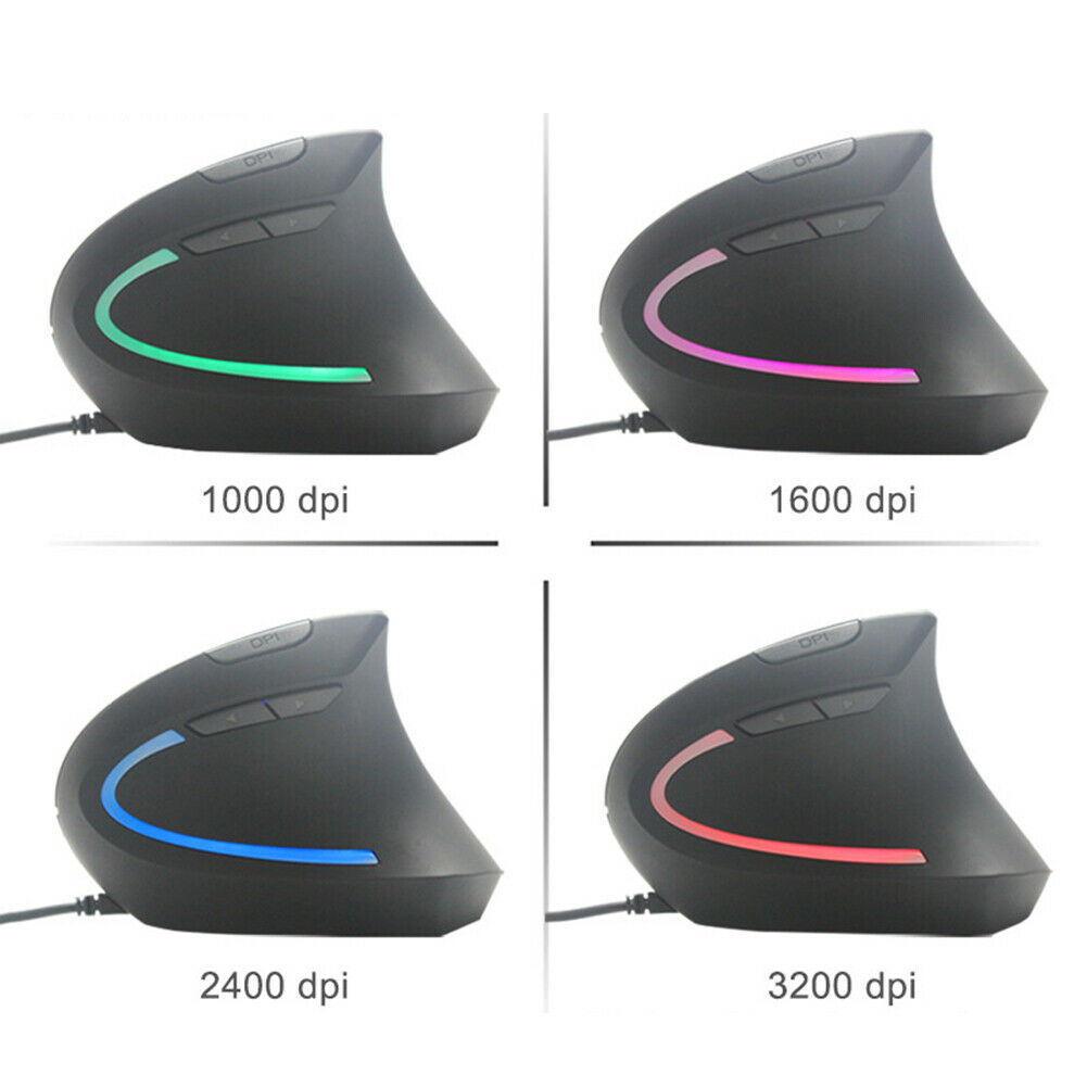 Wired Vertical Ergonomic Gaming Mouse Programmable Optical Mice for PC @