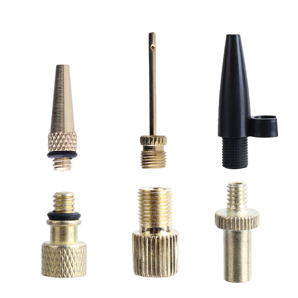 Pack of 6 - Presta, Valve Tube, Presta to Schrader Adaptor, Air Needle Nozzle