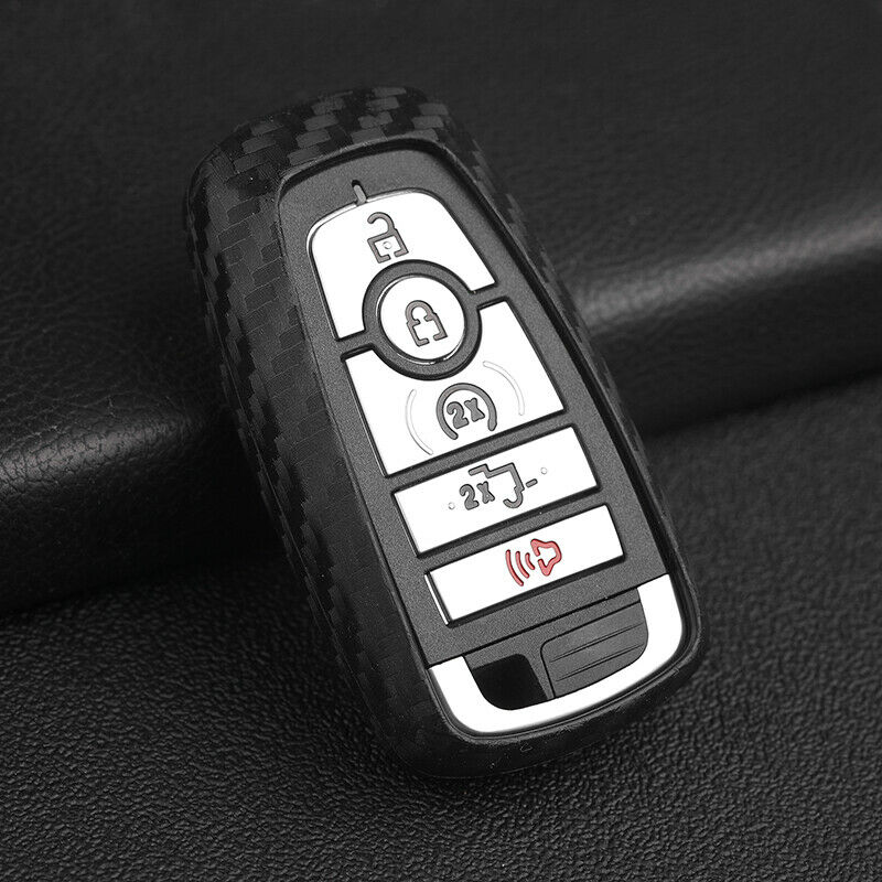 Carbon Fiber Remote Car Key Fob Case Cover Holder Chain Shell for Ford Ranger