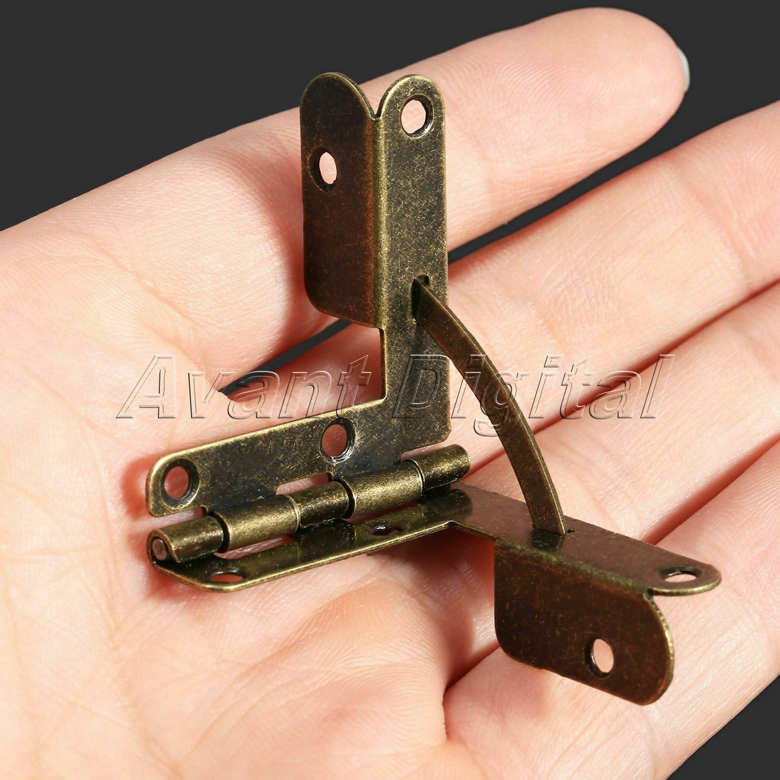 12Pcs Mini Hinges Chests Jewelry Wine Gift Box Lid L 90° Support Spring Hardware
