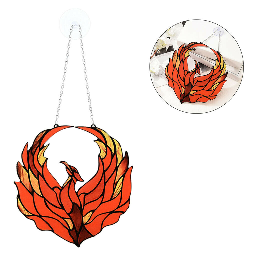 Phoenix Birds Stained Glass Acrylic Art Suncatcher Outdoor Windows Hanging