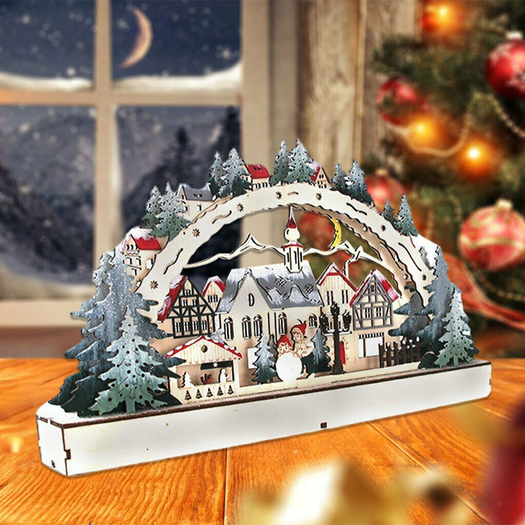Mini Christmas LED Bridge Light and Music Village Farmhouse Xmas Table Decor