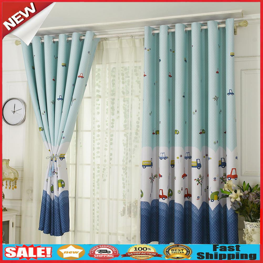 Cartoon Car Print Blackout Curtains Window Blinds Drapes Purdah Home Decor @