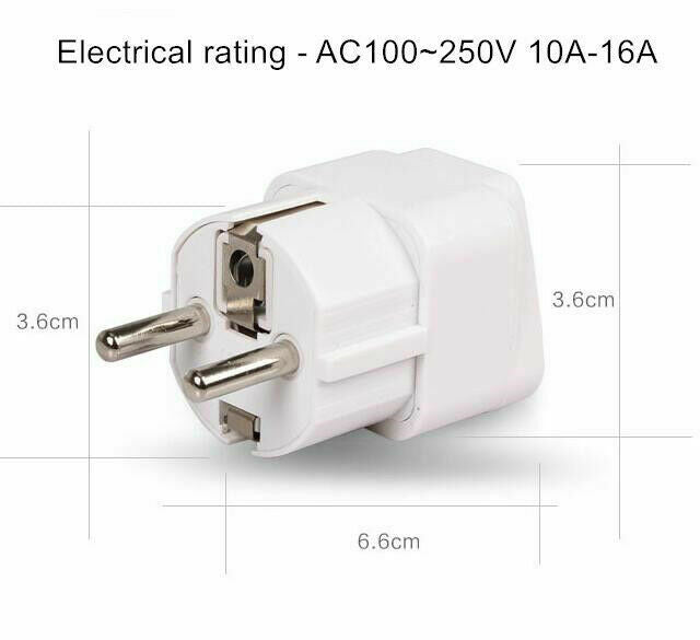 2Pc Universal 16A Europe Power Adapter Converter Wall Plug Socket AU UK US to EU