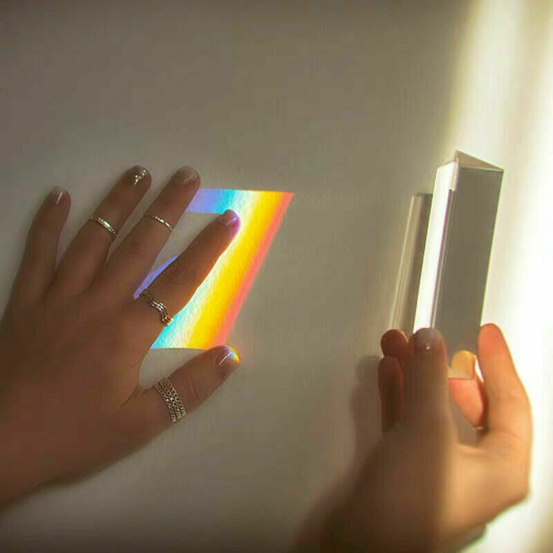 1 x 5cm Rainbow Optical Glass Triple Triangular Prism Spectrum Light Physics Tea