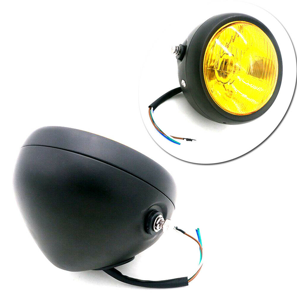 Universal 6.5" 12V Amber Motorcycle Headlight Spot Fog Light High/Low Beam Solid