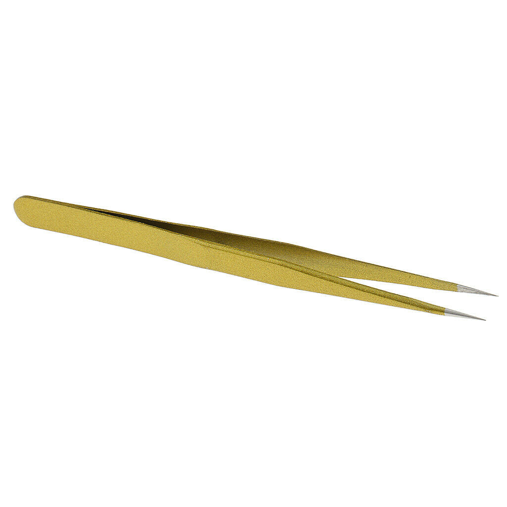 Stainless Steel False Eyelash Extension Tweezers Clip Curved + Straight Head