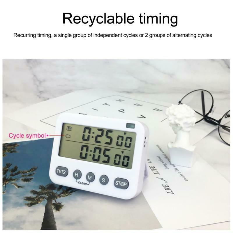 Magnetic Countdown Timer w/ Seconds Dual Digital Timer LCD Big Digits