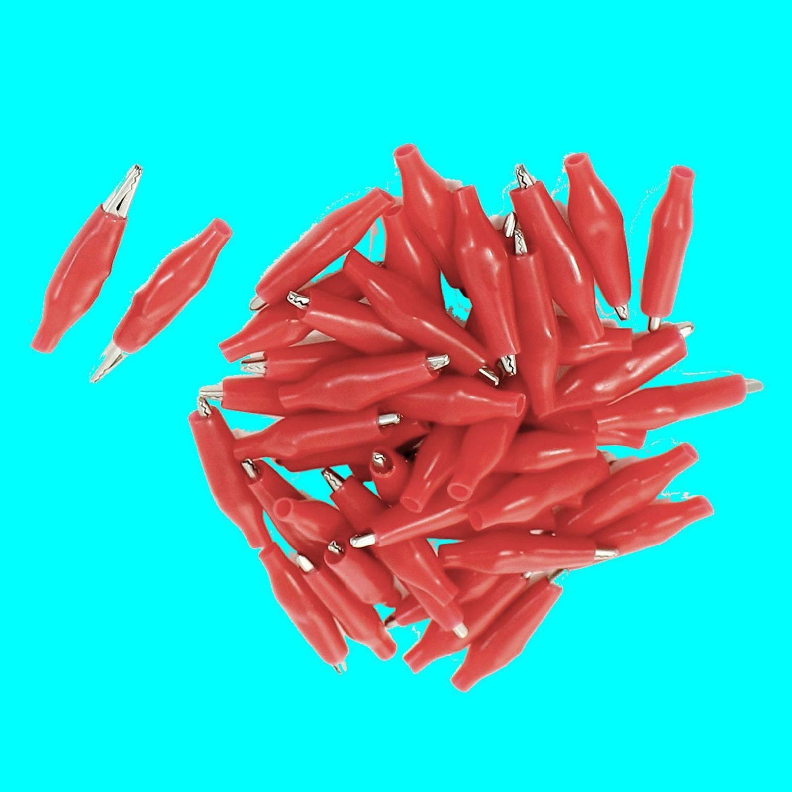 50PCS Soft Plastic Insulated Electrical Red Alligator Clips 26mm for Test Lead