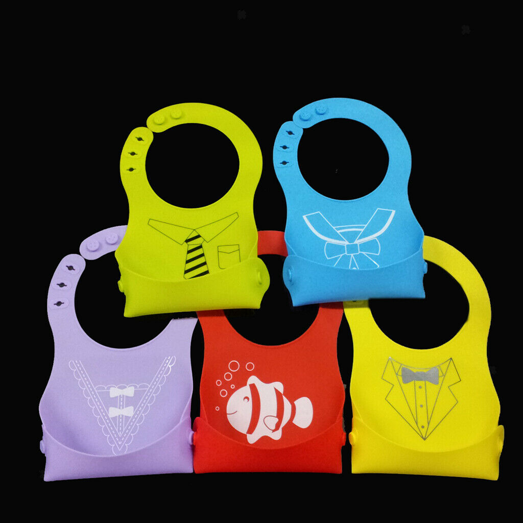 Cute Baby Silicone Bib Waterproof Easy Clean Up Crumb Catcher Purple with