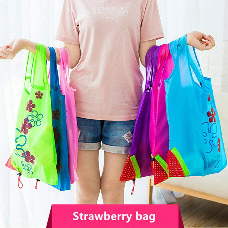 Recycle Nylon Strawberry Shopping Bag Travel Folding Reusable Tote Handbag Bags