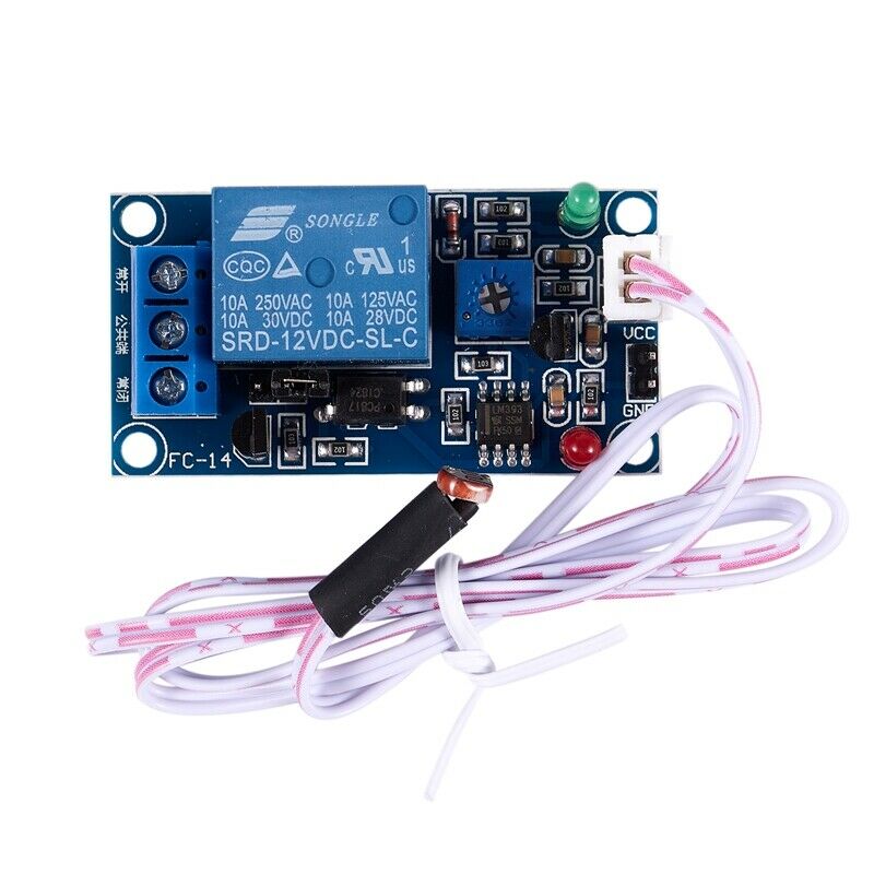 DC 12V Photoelectric Switch Sensor Relay Module 50mmx25mm w 2 Cable P2Z8Z8