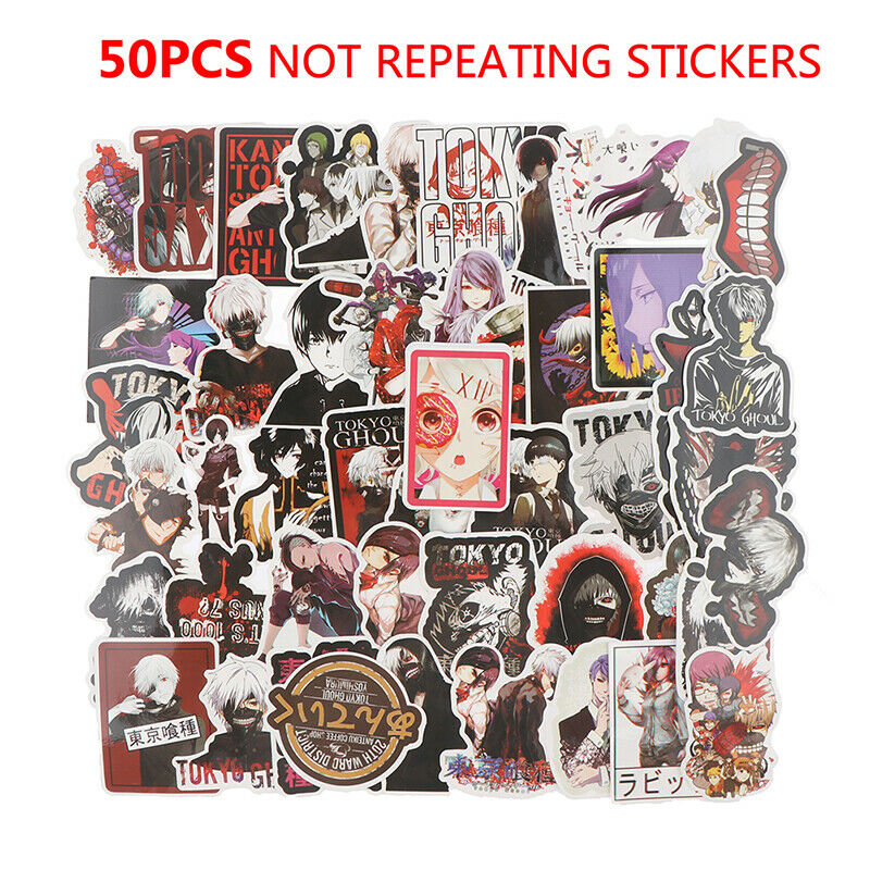 50Pcs Tokyo Ghoul Anime Stickers Waterproof Not Repeating Skateboard SticDEAU