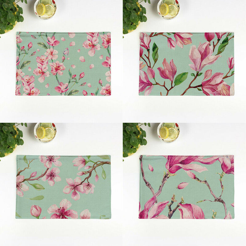 Chinese Style Linen Floral Heat Insulation Placemats Dining Table Mat 1