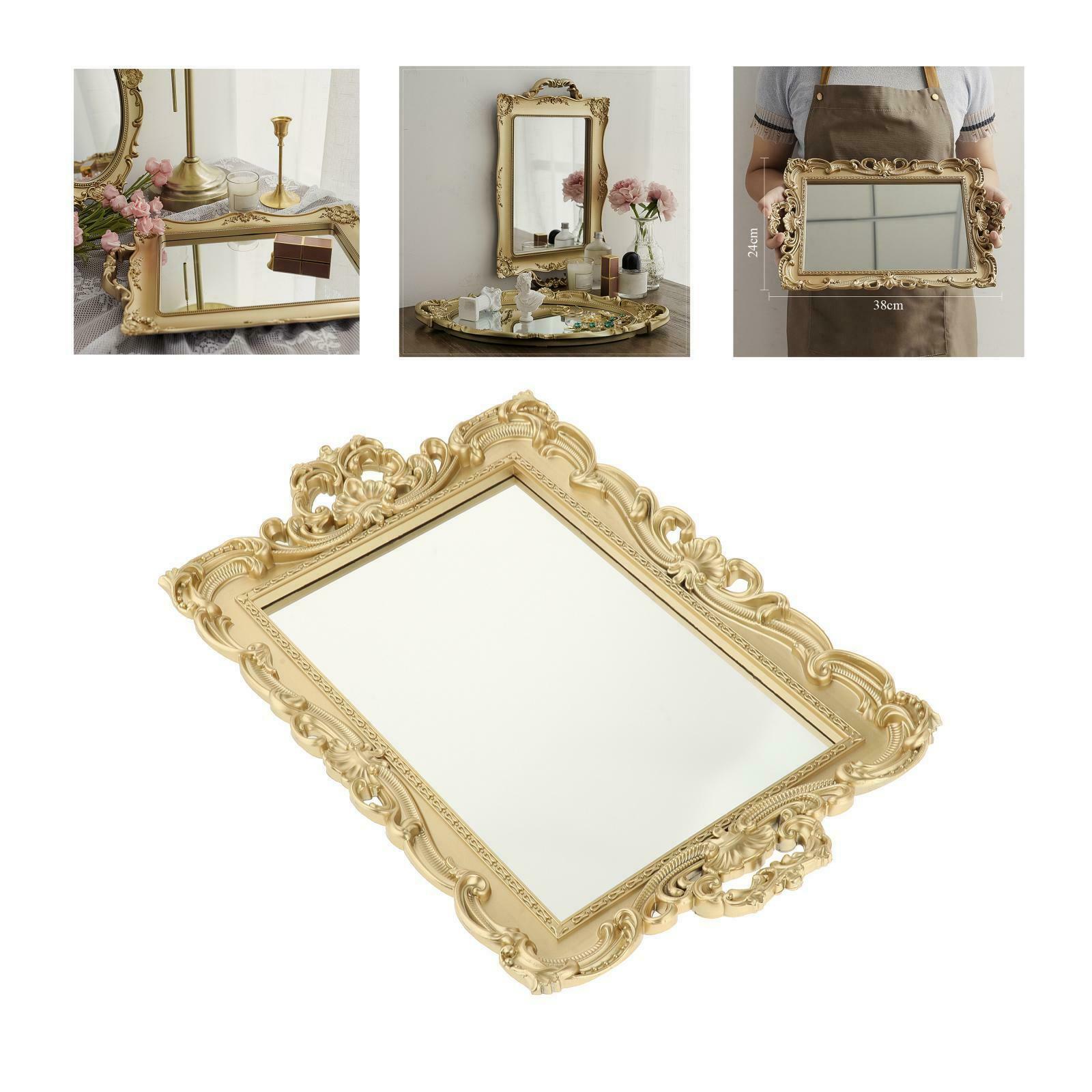 Mirrored Vanity Tray Makeup Mirror Jewelry Organizer Photo Props Decoration
