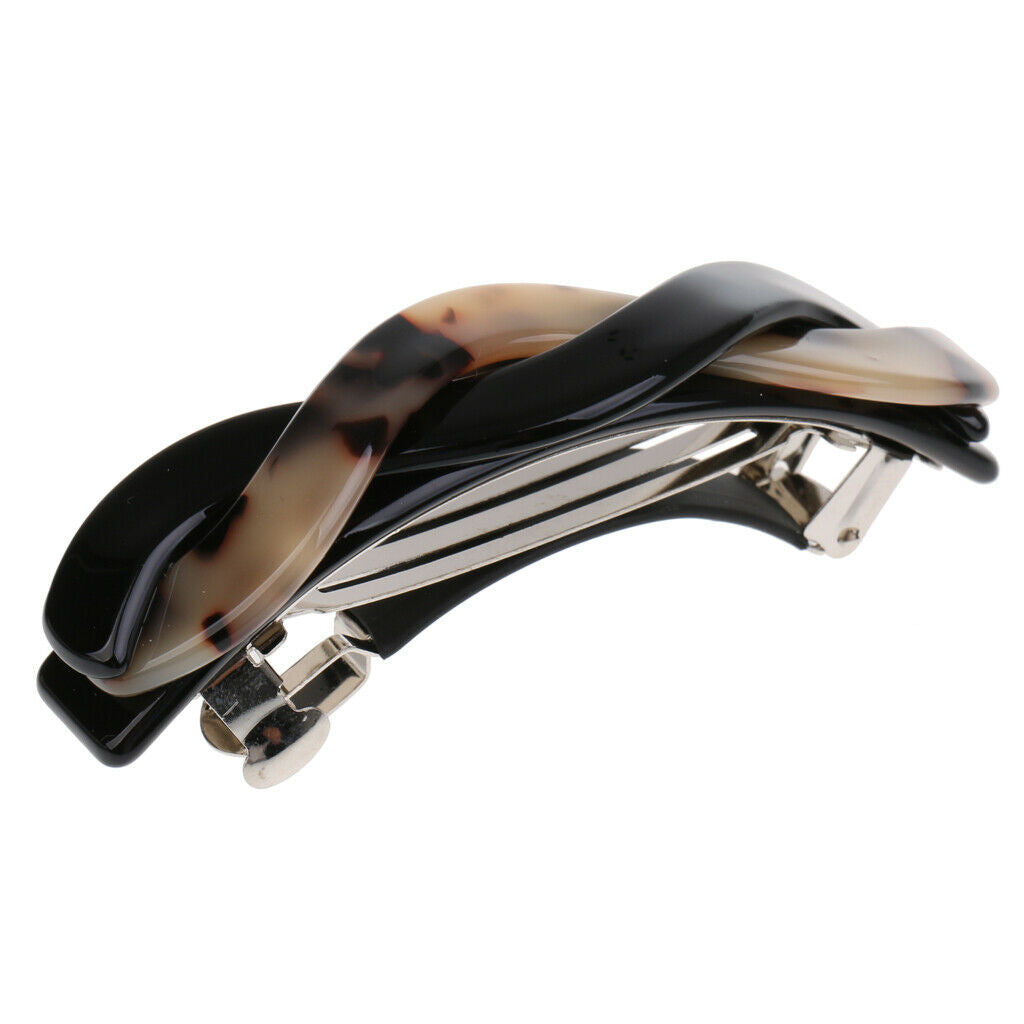 2Pcs Cellulose Acetate Hair Barrette Twist Spring Clamp Women Lady Hairwear