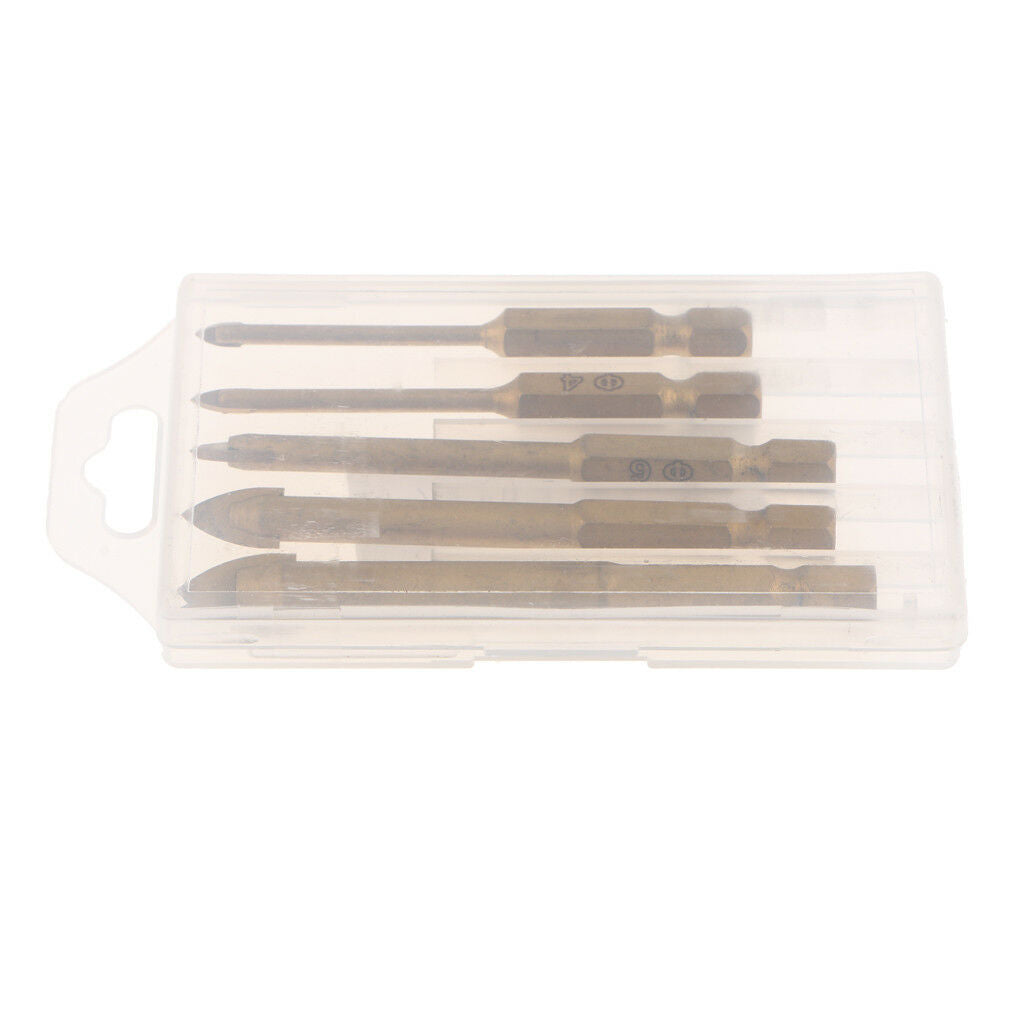 5Pcs 3/4/6/8/10mm Tip Drill Bits Kit for Marble Ceramic Tile Glass Mirror