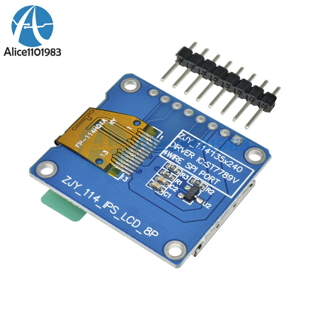 1.14" 8PIN 135*240 SPI HD IPS Full Color TFT Display Screen ST7789 Module 3.3V