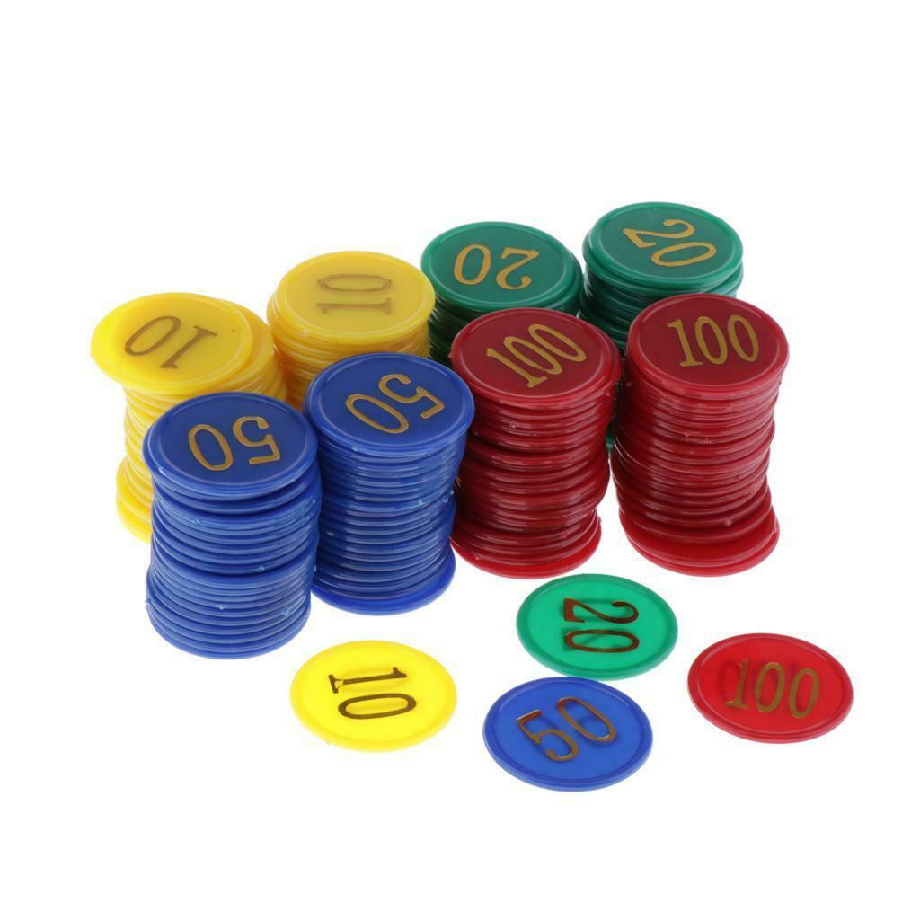 160pcs/set Plastic Poker Chips Set, 10/20/50/100 Chip 4 Colors Casino Props Card