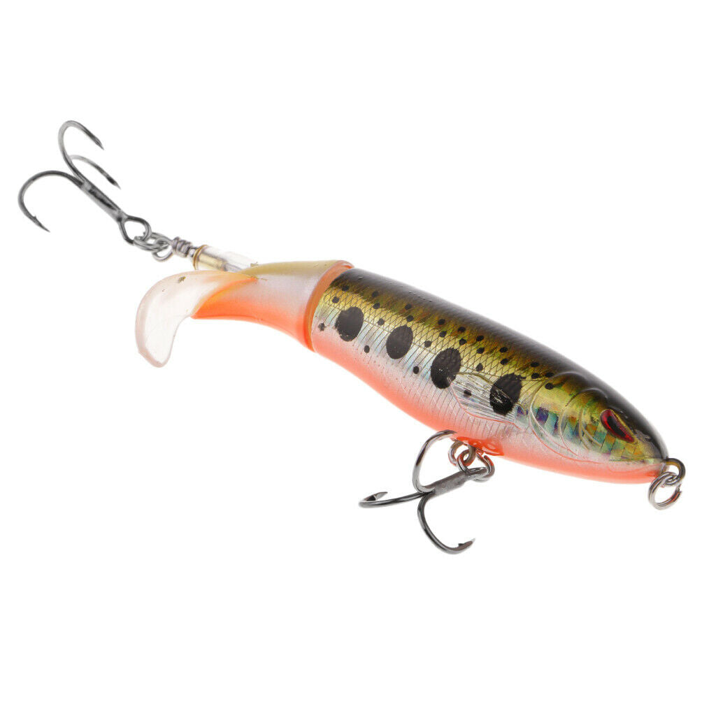 2 Pieces Popper Lures, Lifelike Topwater Fishing Lure Crankbaits with Plastic