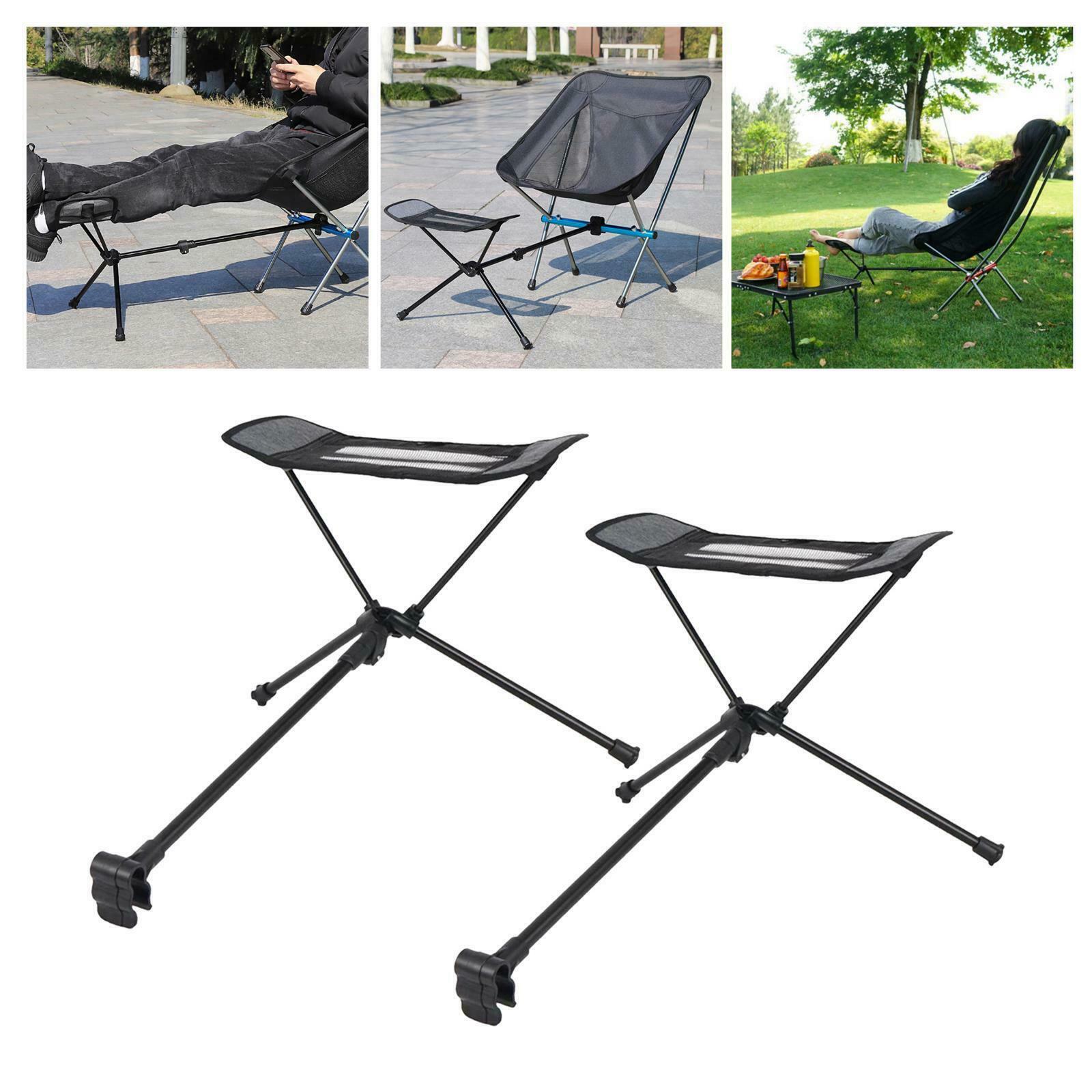 2x Portable Folding Chair Footrest Aluminum Alloy Footstool Seat Foot Rest