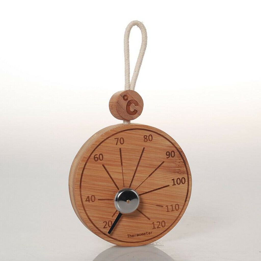 Bamboo Round Sauna Thermometer Hygrometer Celsius Temperature Measurement Meter