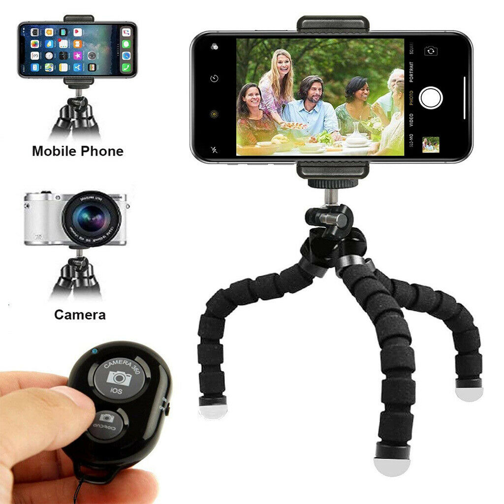 Portable Adjustable Sponge Tripod Phone Camera Stand Holder with Remote