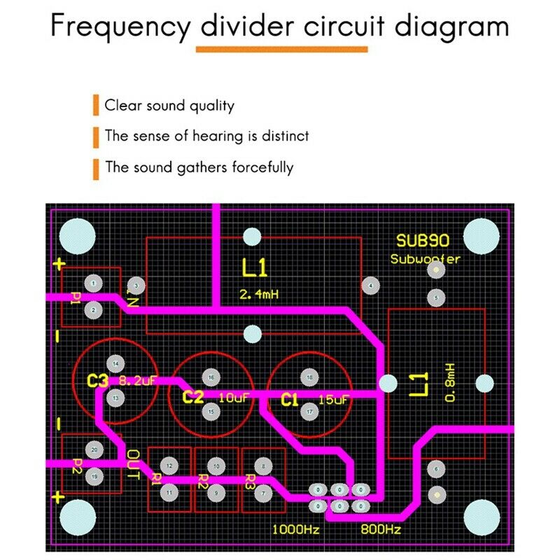 120W Subwoofer Crossover Professional Bass Frequency Divider for 4-8 Inch SpW7D2