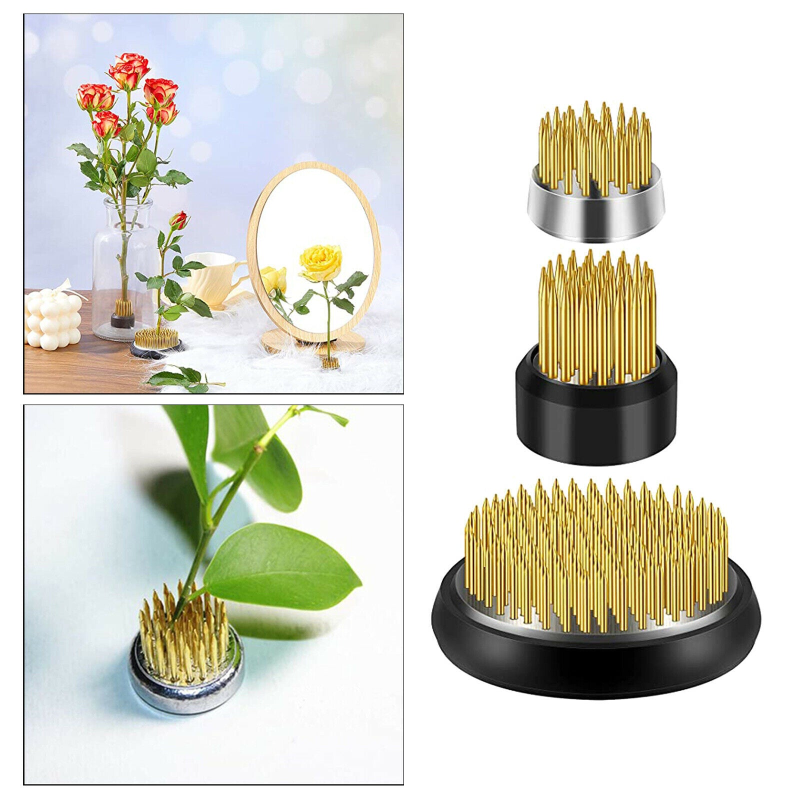 3Pcs Round Flower Frog Arrangement Arranger Ikebana Cabinet