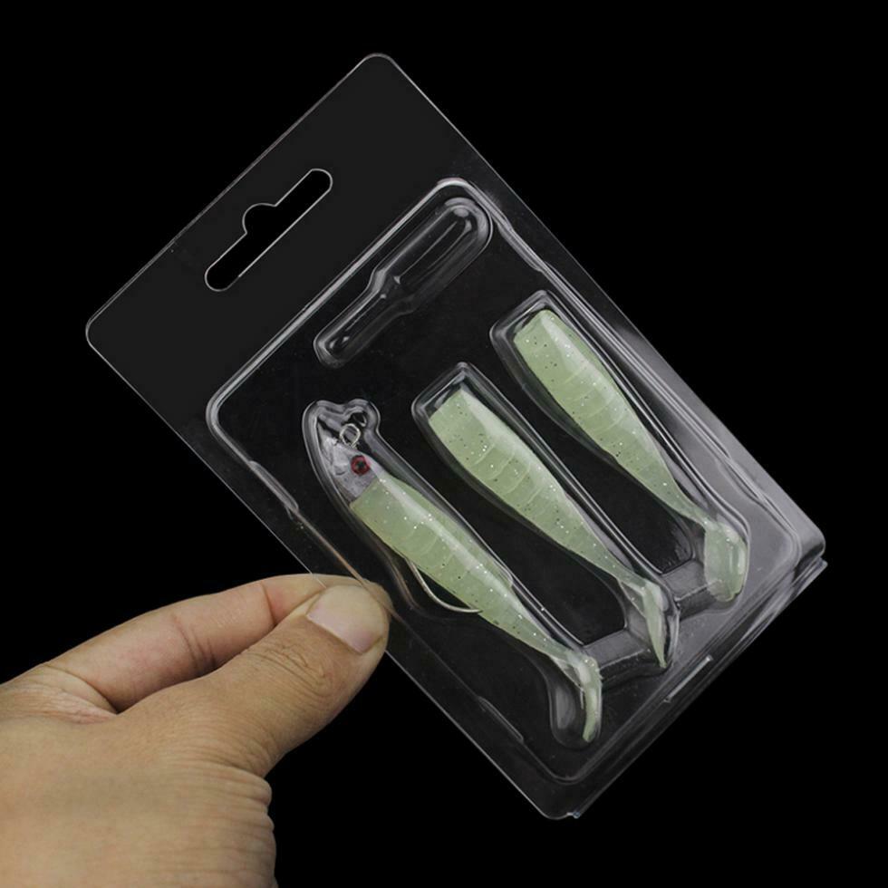 Lead Fish Head Soft Lures Set Luminous Crank Hook T-Tail Built-in Sequins