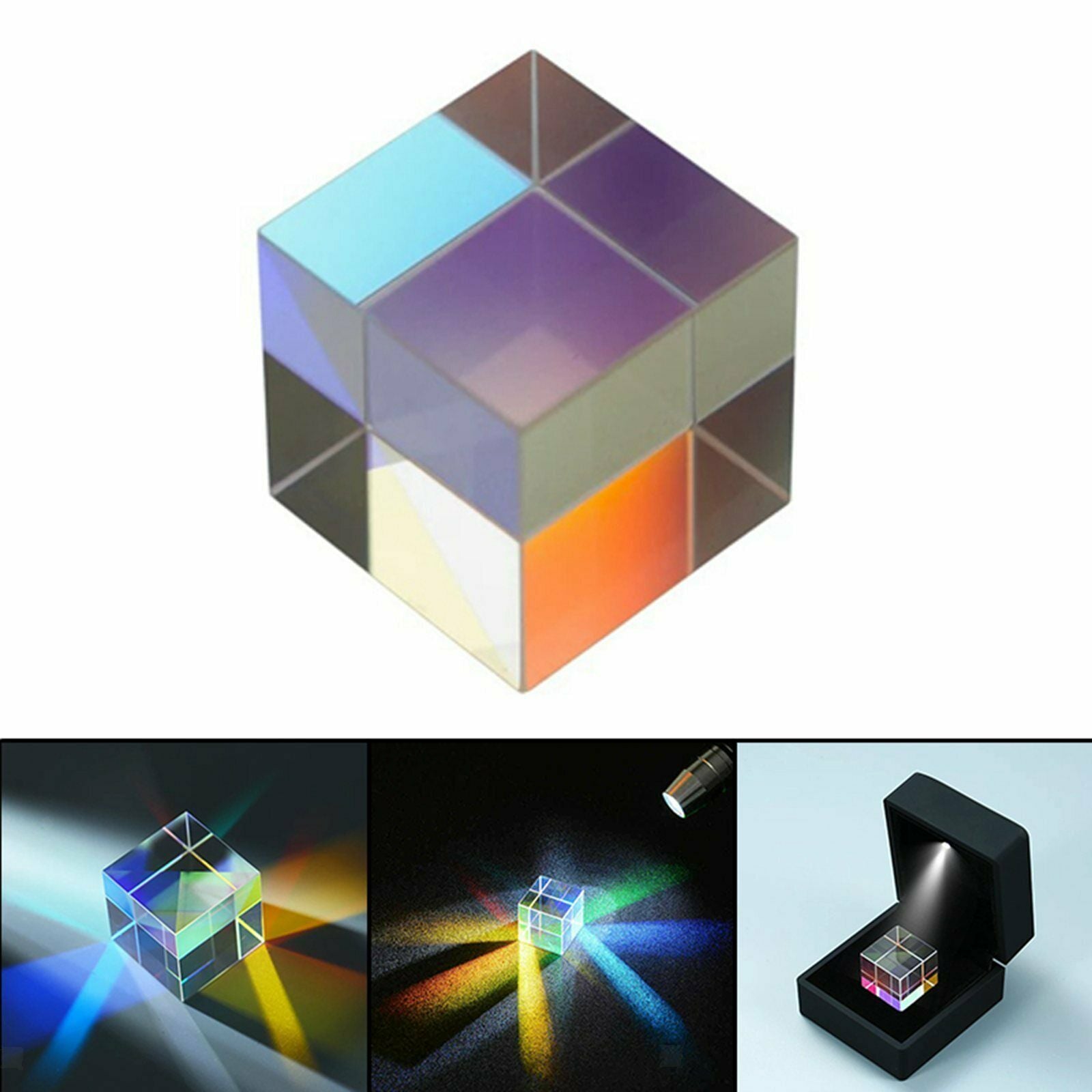 Cube Prism Multi-Color RGB Beam Splitting for Education Photography Toys