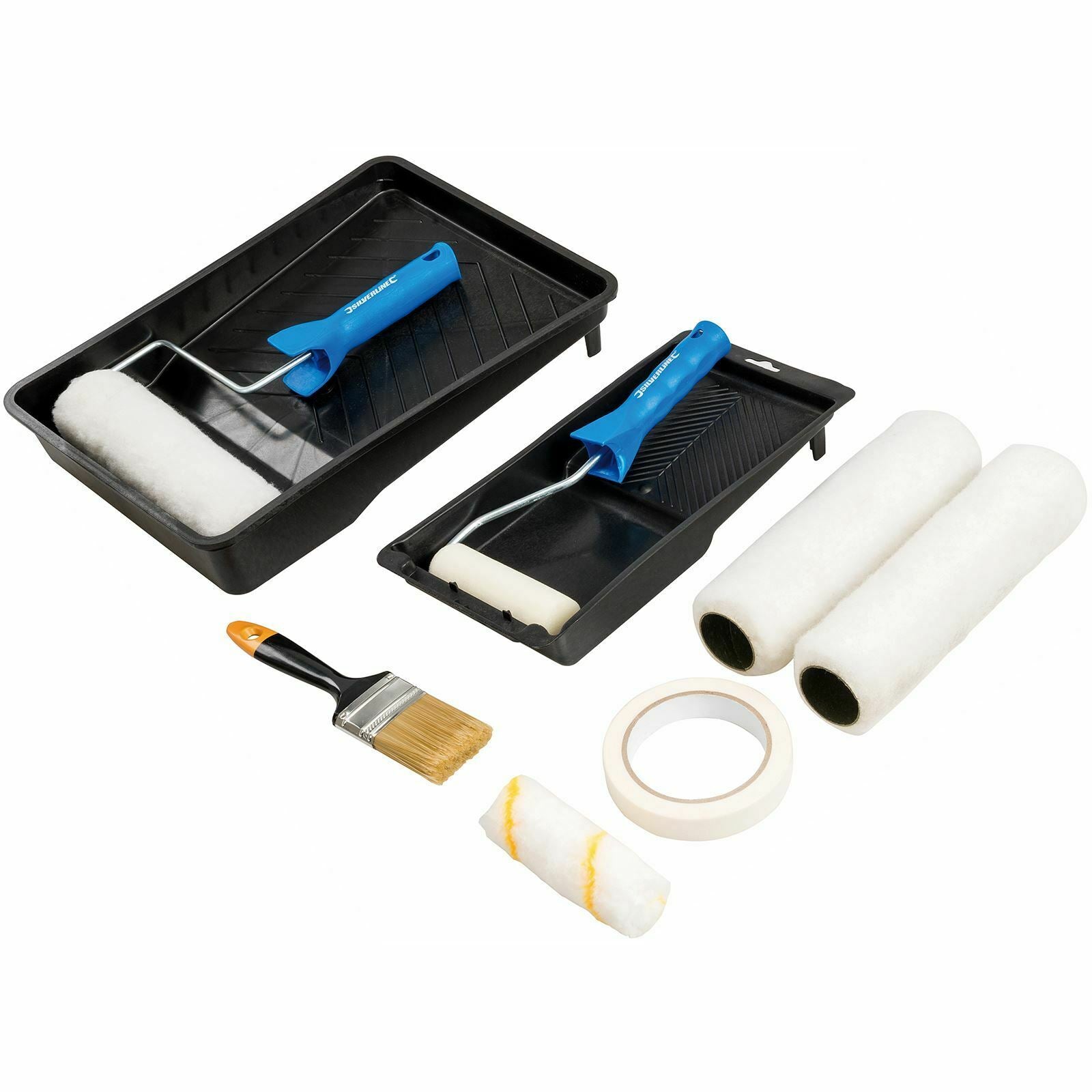 Silverline 11pc Decorators Roller & Brush Set Painting Frame Masking Tape