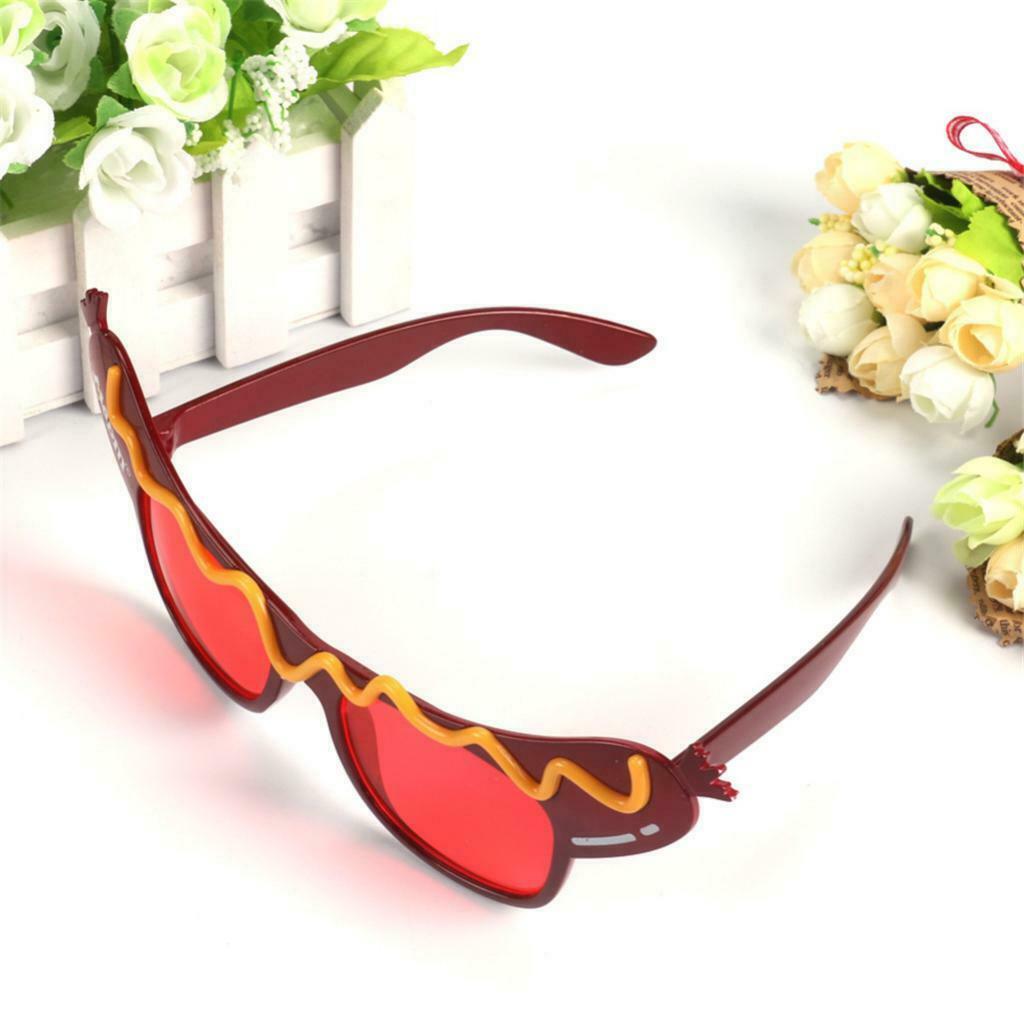 Women Girls Novelty Costume Glasses Hot Dog Print Design Event Eyewear Gifts