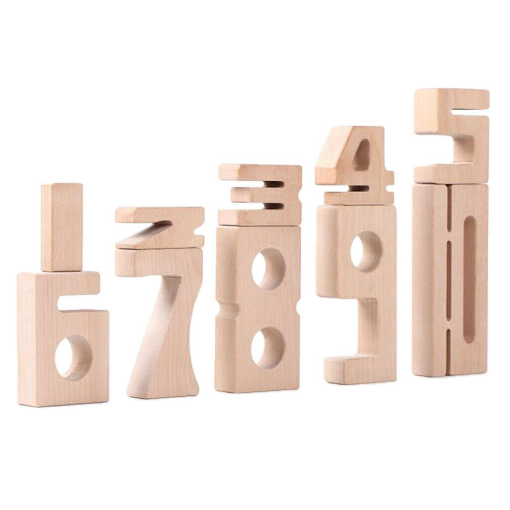 Wooden Educational Building Blocks 1-10 Math Number Block Stacking Toys