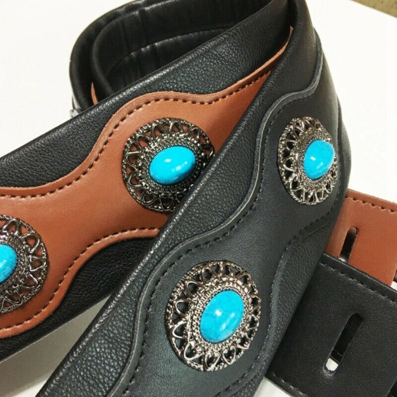 Guitar Strap Ethnic Style Leather Adjustable Acoustic Electric Bass Strap GuF3H4