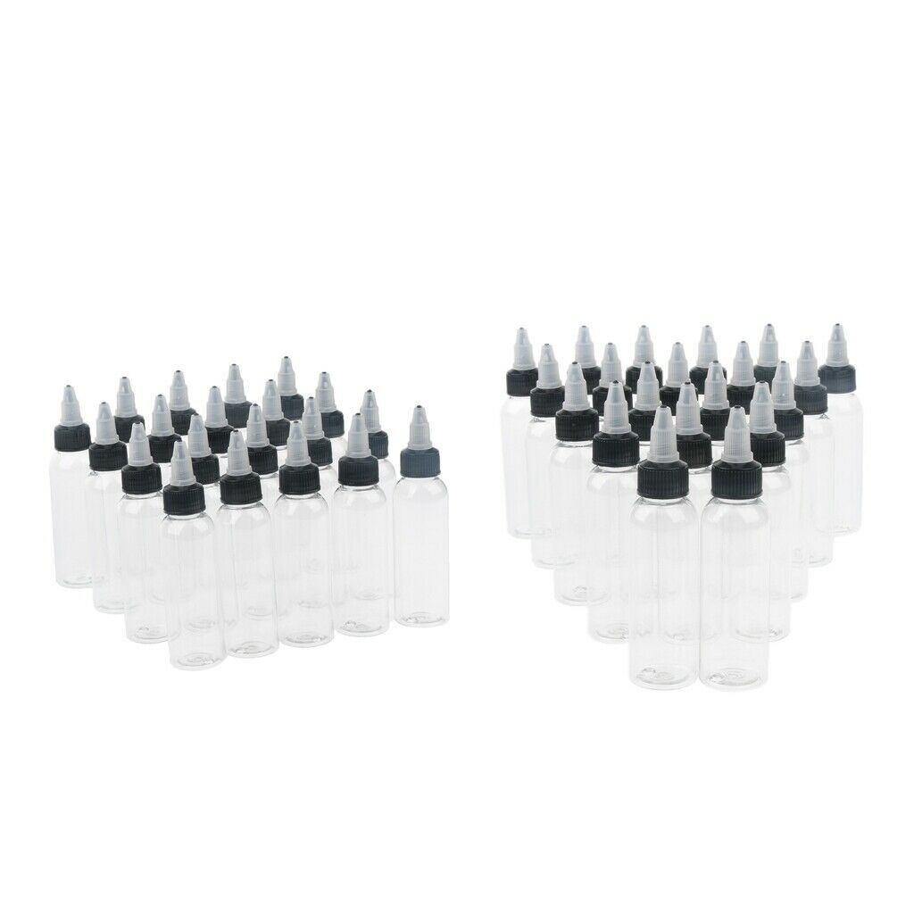 40pcs 60ml Precision Squeeze Bottles with Needle Tip Open / Close Nozzle Twist