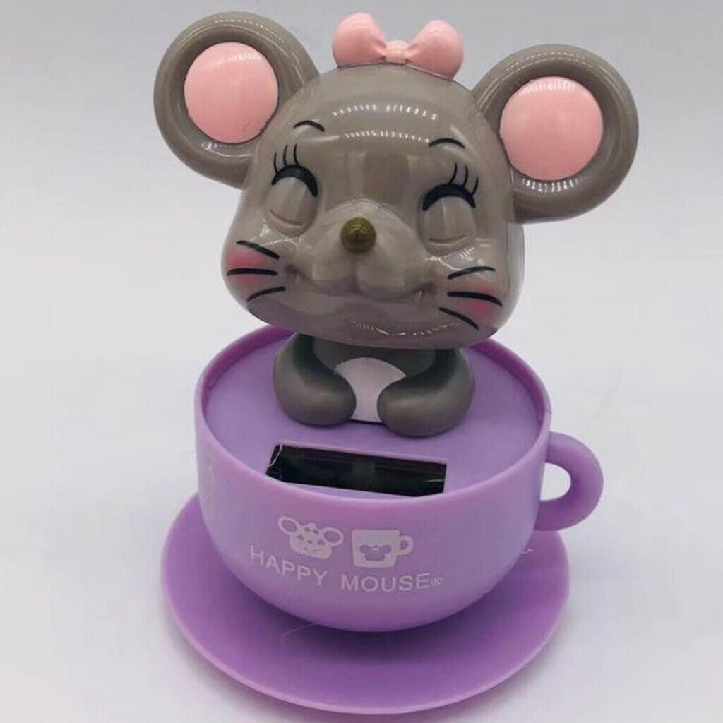 4x Solar Powered Dancing Animal Kids Bobble Toys Cat Rat Ornament Office
